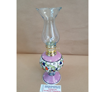 Çini Gaz Lambası 25 cm Pembe